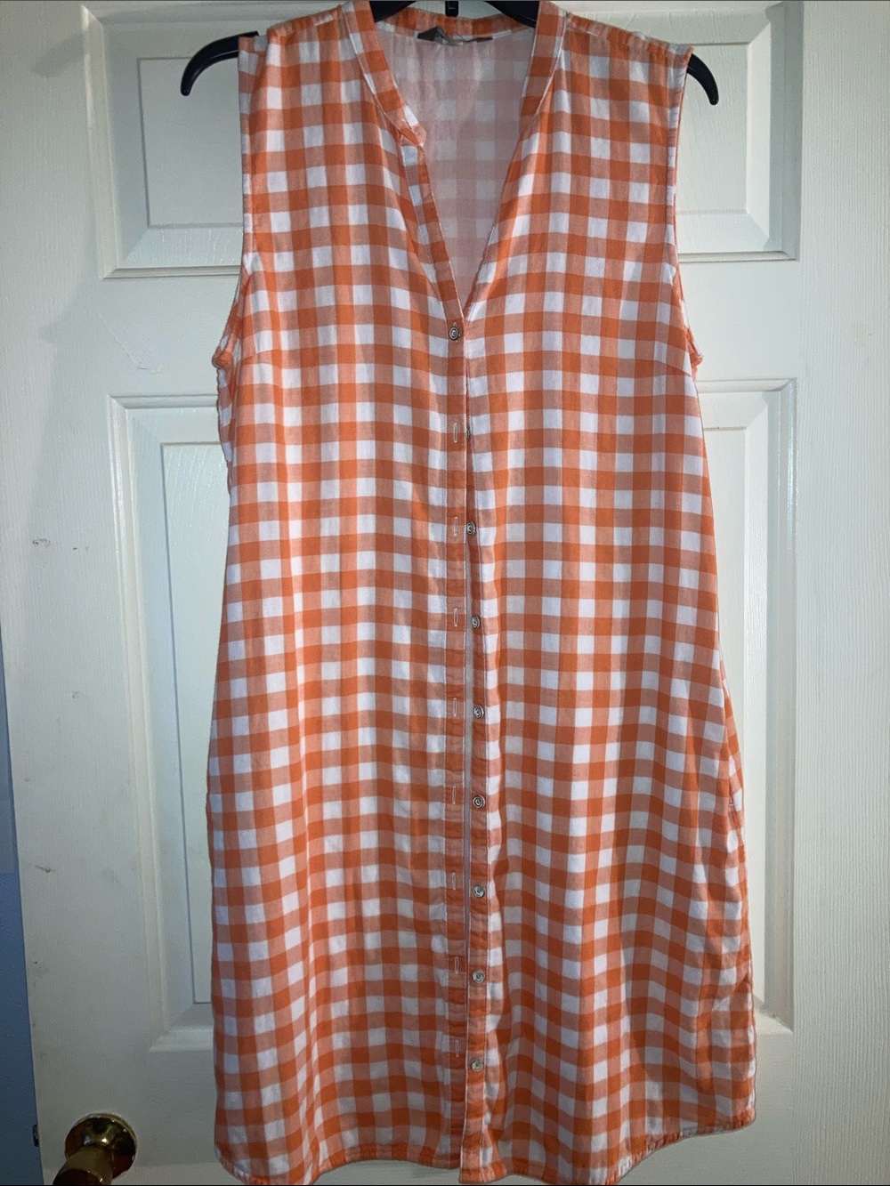 Tommy Bahama Orange and White Gingham Midi Dress